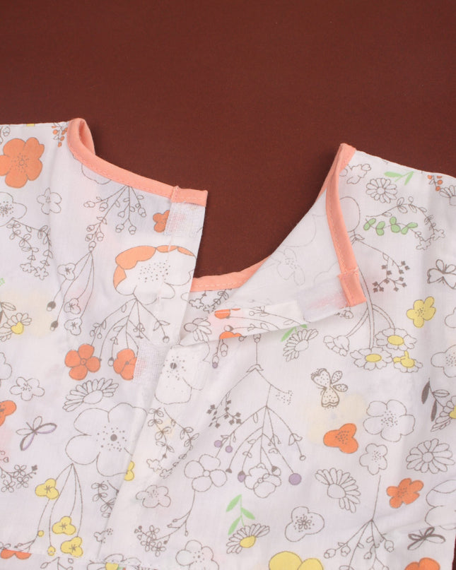 Baby Girl Floral Print Cotton Dress with Matching Bloomers | Puff Sleeve Party Frock