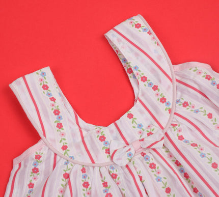 Adorable Striped Floral Baby Frock with Bloomers | Lace Hem Dress with Pockets for Baby Girls