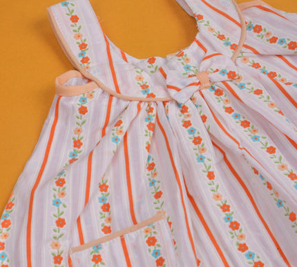 Adorable Striped Floral Baby Frock with Bloomers | Lace Hem Dress with Pockets for Baby Girls