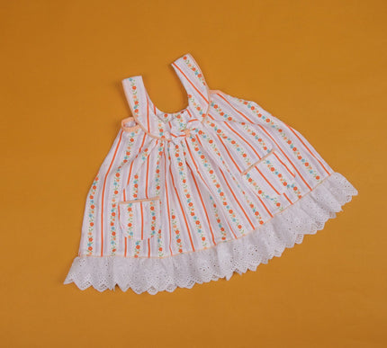 Adorable Striped Floral Baby Frock with Bloomers | Lace Hem Dress with Pockets for Baby Girls