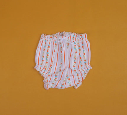 Adorable Striped Floral Baby Frock with Bloomers | Lace Hem Dress with Pockets for Baby Girls