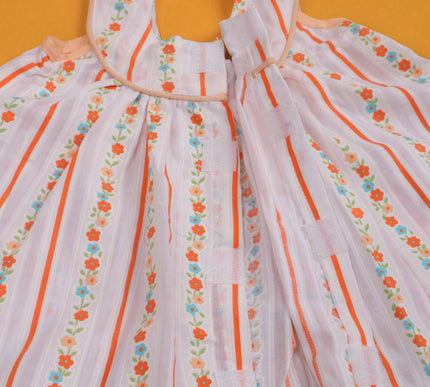 Adorable Striped Floral Baby Frock with Bloomers | Lace Hem Dress with Pockets for Baby Girls