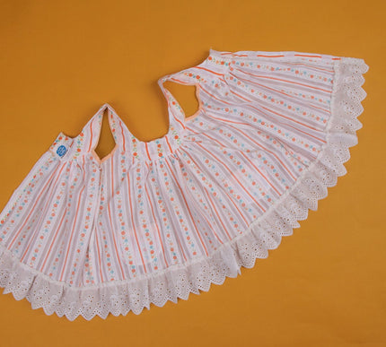 Adorable Striped Floral Baby Frock with Bloomers | Lace Hem Dress with Pockets for Baby Girls