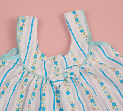 Adorable Striped Floral Baby Frock with Bloomers | Lace Hem Dress with Pockets for Baby Girls