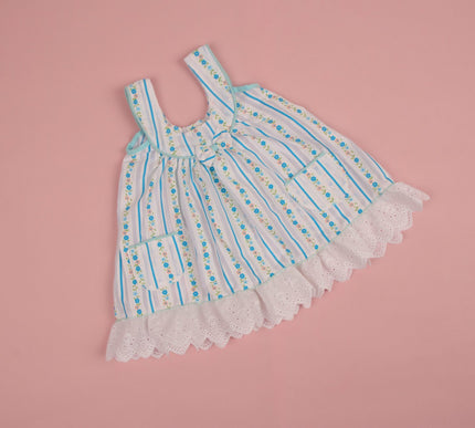 Adorable Striped Floral Baby Frock with Bloomers | Lace Hem Dress with Pockets for Baby Girls