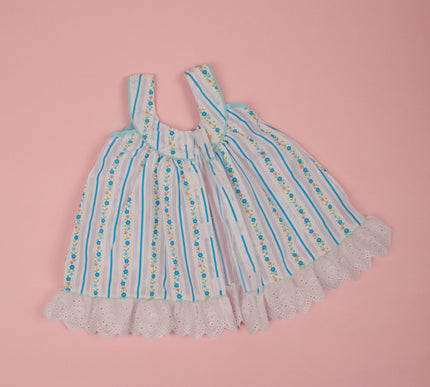 Adorable Striped Floral Baby Frock with Bloomers | Lace Hem Dress with Pockets for Baby Girls