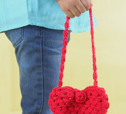 Handmade Crochet Heart Bag for Girls | Trendy & Cute Accessory in Purple and Red