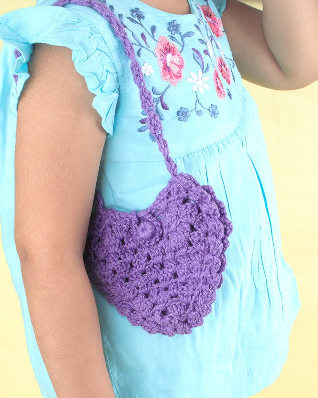 Handmade Crochet Heart Bag for Girls | Trendy & Cute Accessory in Purple and Red