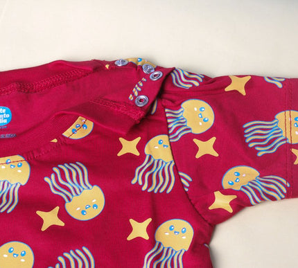 Red Cotton Kids T-Shirt with Jellyfish & Starfish Print | Soft & Comfortable Casual Wear