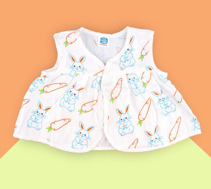 Soft Muslin Flared Frock for Baby Girls | Front Button Sleeveless Dress | Breathable & Comfortable