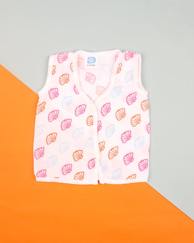 Soft Muslin Cotton Sleeveless Baby Jhabla | Front-Open Infant Jhabla