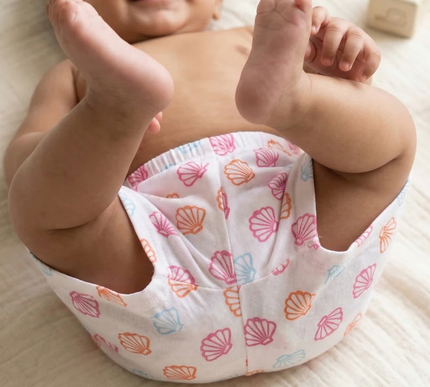 Muslin Cotton Baby Shorts Set of 3 | Honey Bee, Seashell & Ice Cream Prints | Lightweight & Breathable