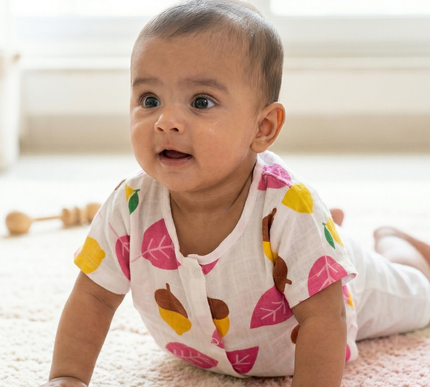 Soft Muslin Cotton Baby Jhabla | Half Sleeve Front-Open Infant Jhabla