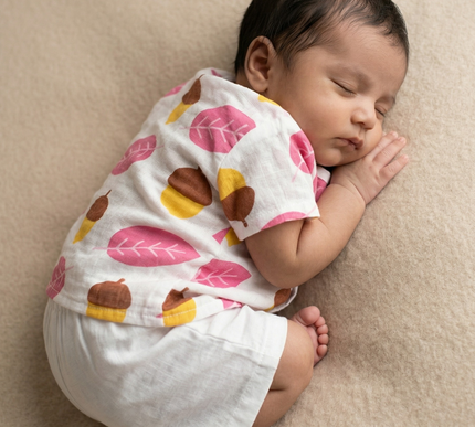 Soft Muslin Cotton Baby Jhabla | Half Sleeve Front-Open Infant Jhabla