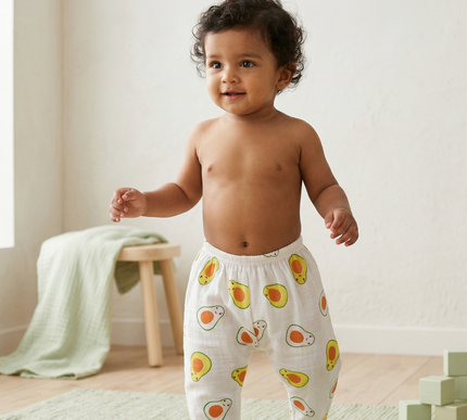 Soft Muslin Cotton Baby Full Pants | Breathable Unisex Bottoms for Newborns & Toddlers