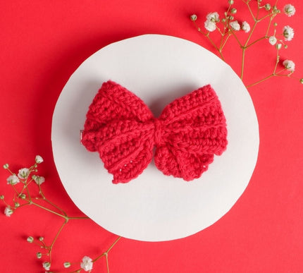 Handmade Crochet Bow Hair Clip | Fashionable & Eco-Friendly Hair Accessory for Girls