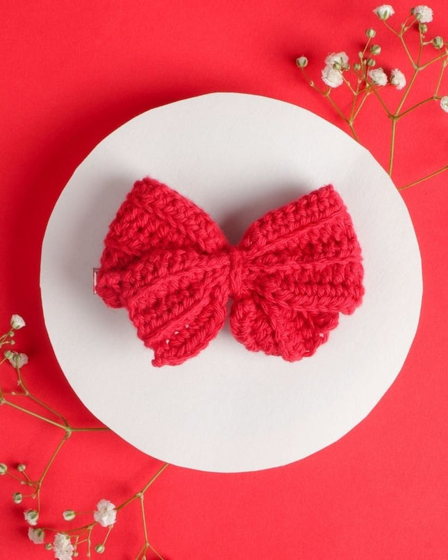 Handmade Crochet Bow Hair Clip | Fashionable & Eco-Friendly Hair Accessory for Girls
