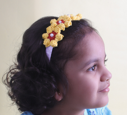 Handmade Crochet Flower Hairband for Girls | Soft & Stretchy Floral Headband for Toddlers & Kids