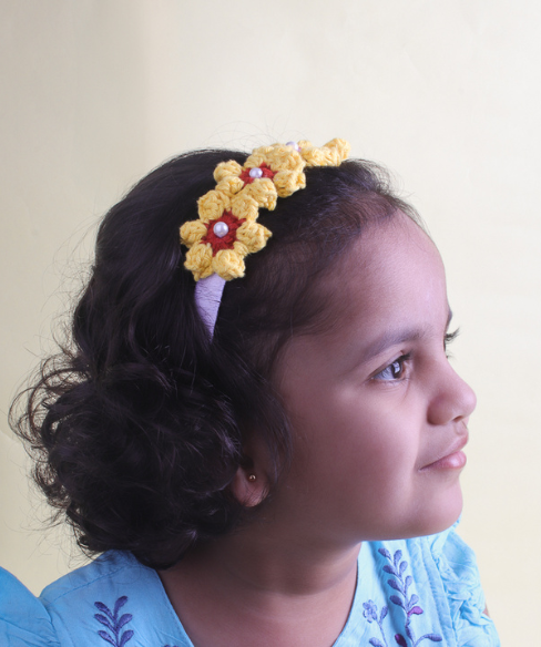 Handmade Crochet Flower Hairband for Girls | Soft & Stretchy Floral Headband for Toddlers & Kids