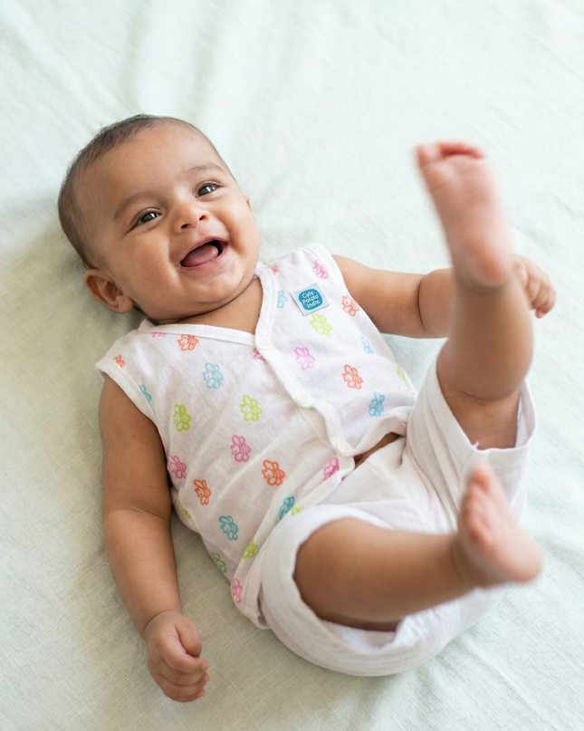 Soft Muslin Cotton Sleeveless Baby Jhabla | Front-Open Infant Jhabla