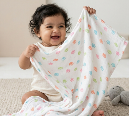 Set of 3 Soft Cotton Muslin Baby Swaddles | Lightweight, Breathable & Gentle Wraps
