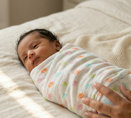 Set of 3 Soft Cotton Muslin Baby Swaddles | Lightweight, Breathable & Gentle Wraps