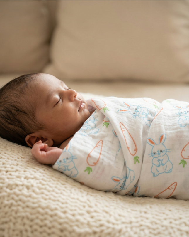 Soft Cotton Muslin Baby Swaddle | Lightweight & Breathable for Newborns