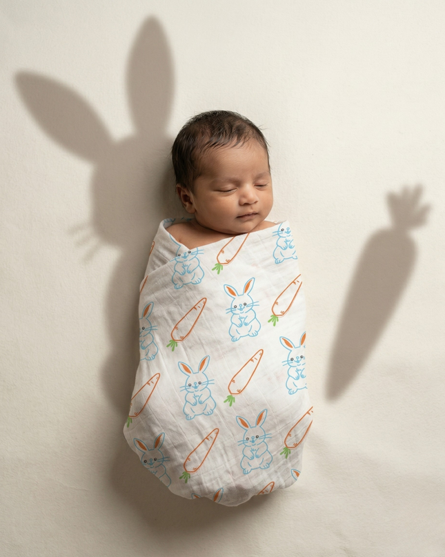 Soft Cotton Muslin Baby Swaddle | Lightweight & Breathable for Newborns