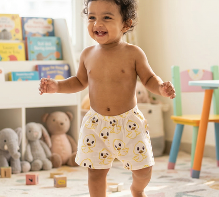Muslin Cotton Baby Shorts Set of 3 | Camel, Duck & Bunny and Carrot Prints | Lightweight & Breathable