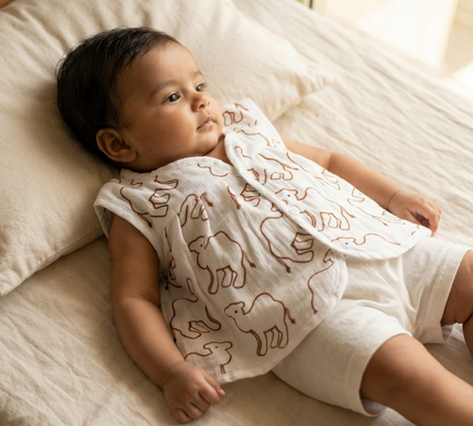 Soft Muslin Flared Frock for Baby Girls | Front Button Sleeveless Dress | Breathable & Comfortable
