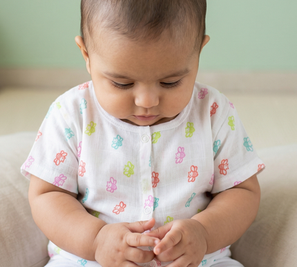 Soft Muslin Cotton Baby Jhabla | Half Sleeve Front-Open Infant Jhabla