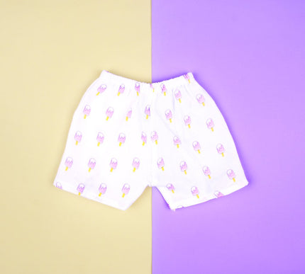 Muslin Cotton Baby Shorts Set of 3 | Honey Bee, Seashell & Ice Cream Prints | Lightweight & Breathable