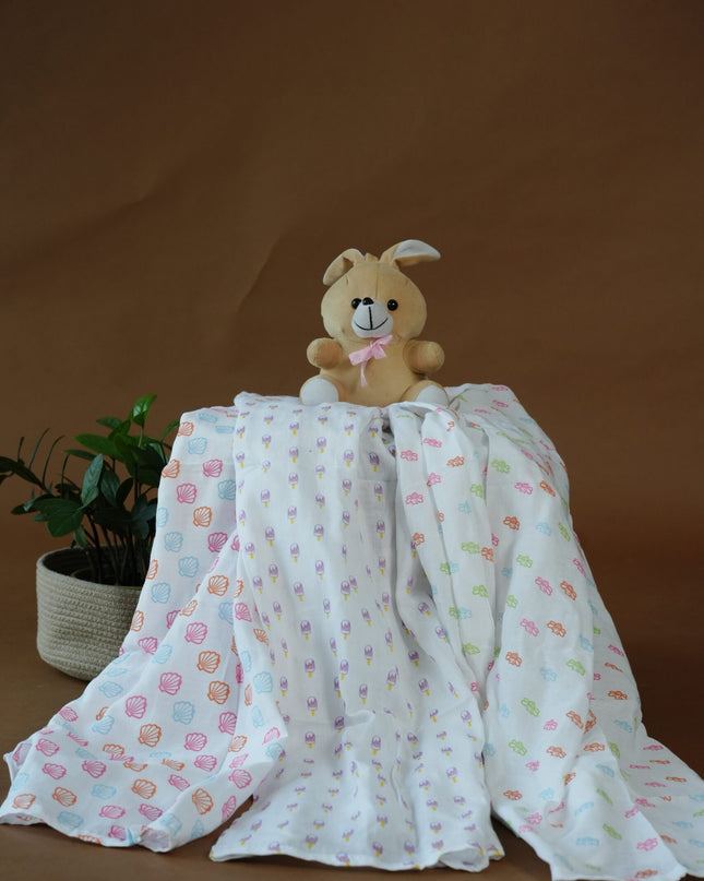 Soft Cotton Muslin Kids Blanket with Cute Popsicle Print – Lightweight & Breathable Baby Blanket