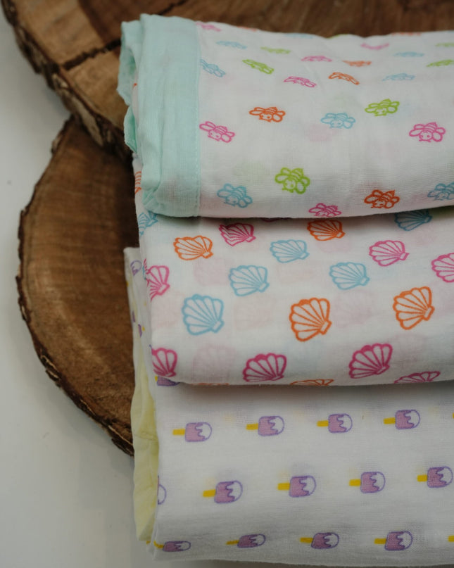 Soft Cotton Muslin Kids Blanket with Cute Popsicle Print – Lightweight & Breathable Baby Blanket