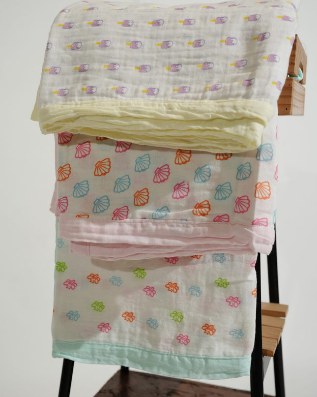 Soft Cotton Muslin Kids Blanket with Cute Popsicle Print – Lightweight & Breathable Baby Blanket