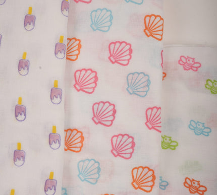 Set of 3 Soft Cotton Muslin Baby Swaddles | Lightweight, Breathable & Gentle Wraps