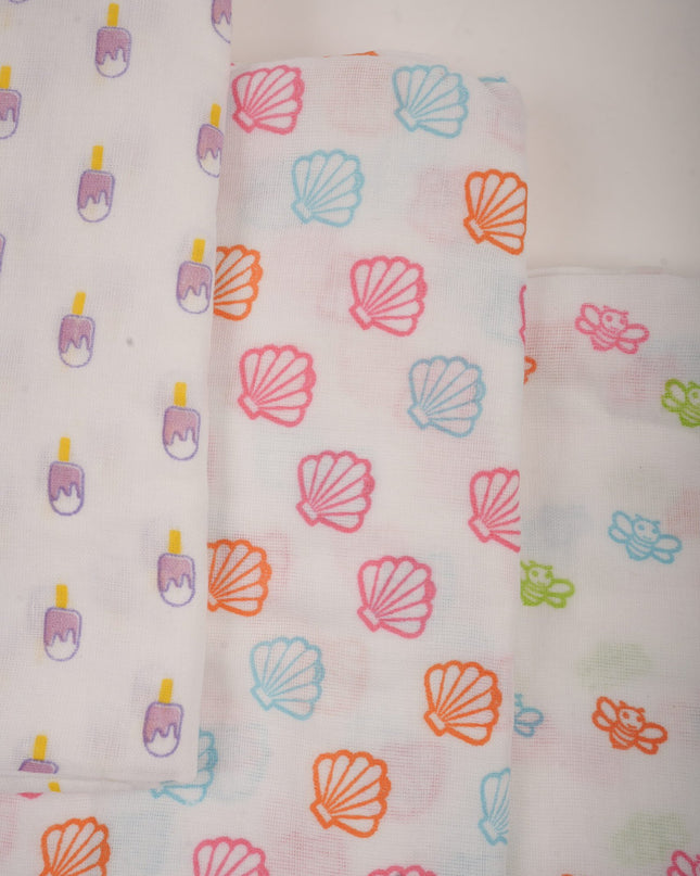 Set of 3 Soft Cotton Muslin Baby Swaddles | Lightweight, Breathable & Gentle Wraps