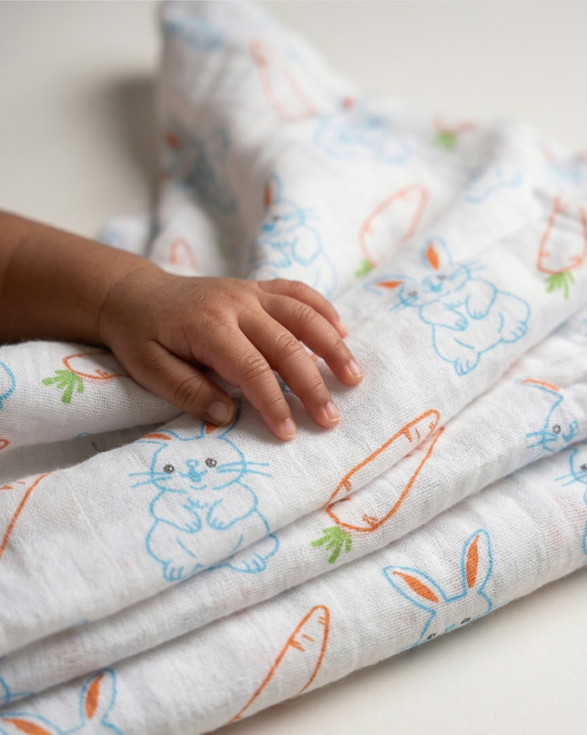 Soft Cotton Muslin Baby Swaddle | Lightweight & Breathable for Newborns
