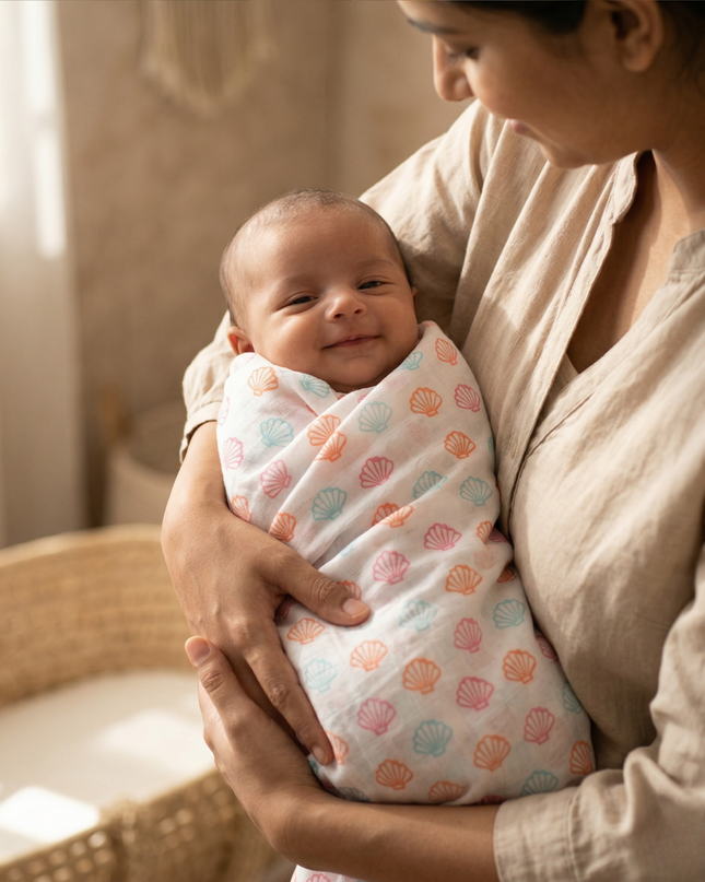 Set of 3 Soft Cotton Muslin Baby Swaddles | Lightweight, Breathable & Gentle Wraps