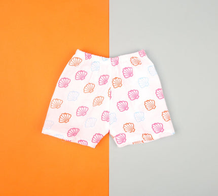 Muslin Cotton Baby Shorts Set of 3 | Honey Bee, Seashell & Ice Cream Prints | Lightweight & Breathable