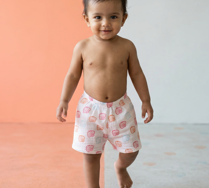 Soft Muslin Cotton Baby Shorts | Breathable Unisex Bottoms for Infants & Toddlers