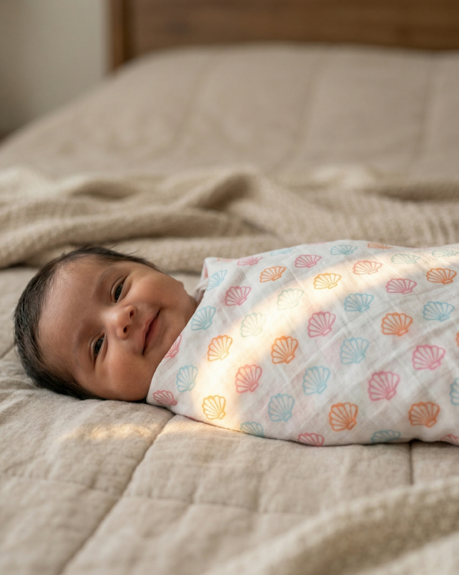 Set of 3 Soft Cotton Muslin Baby Swaddles | Lightweight, Breathable & Gentle Wraps