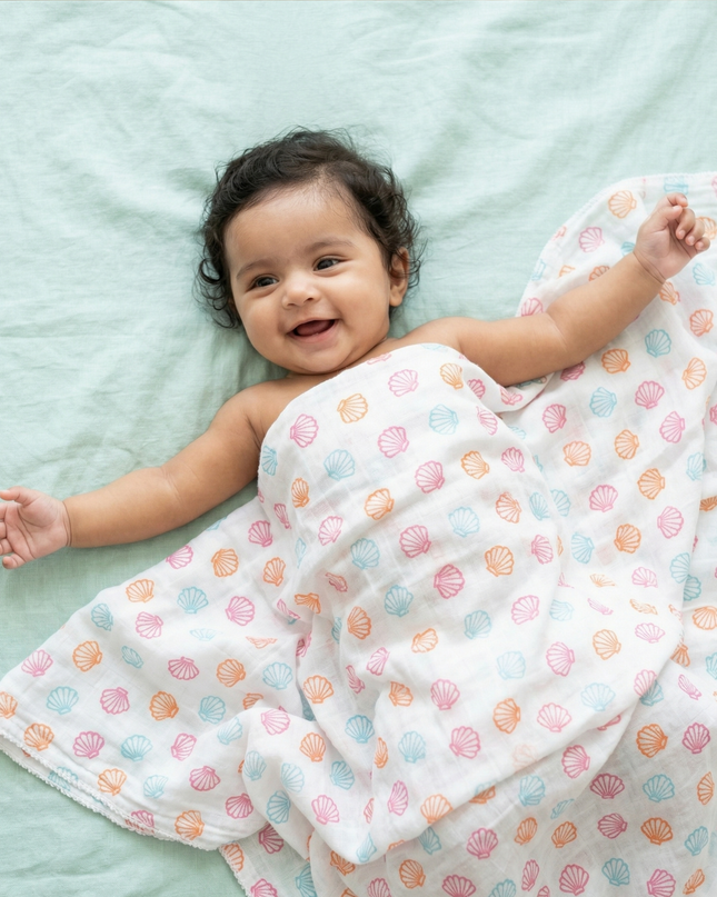 Set of 3 Soft Cotton Muslin Baby Swaddles | Lightweight, Breathable & Gentle Wraps