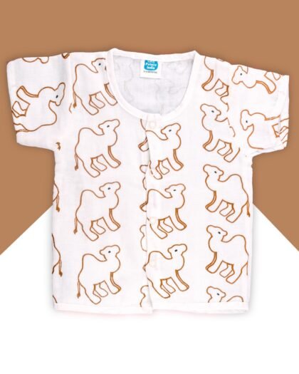 Adorable Camel Print Baby Jhabla – Soft Muslin Cotton Sleeved Top for Babies & Toddlers