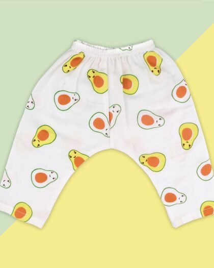 Muslin Baby Pants with Avocado Print – Soft & Breathable Lightweight Babywear