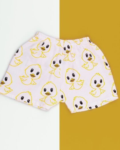 Cute Yellow Duck Baby Shorts – Soft Cotton Muslin Summer Shorts for Infants & Toddlers