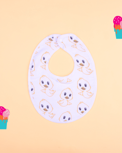 Yellow Duck Print Muslin Cotton Baby Bib – Cute & Comfy Feeding Bib for Infants