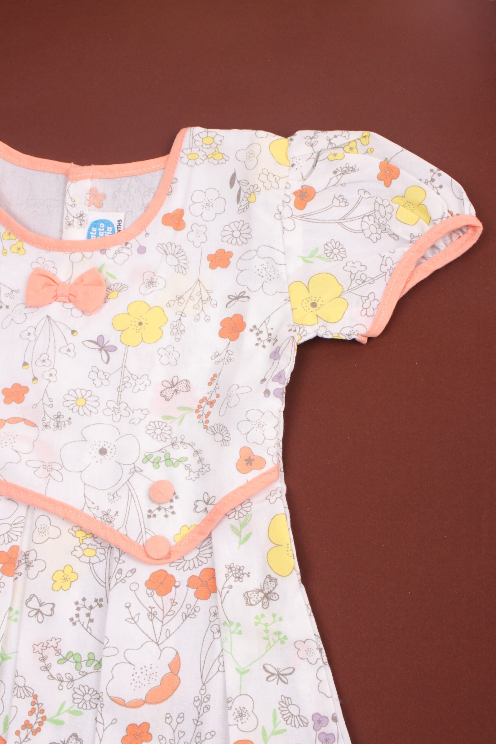 Baby Girl's Floral Print Cotton Dress with Matching Bloomers - Image 3