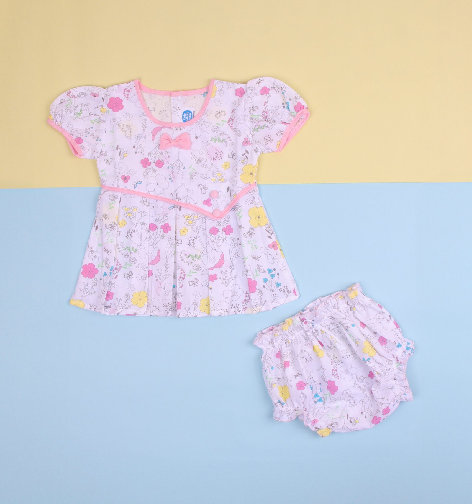 Baby Girl's Floral Print Cotton Dress with Matching Bloomers - Image 12