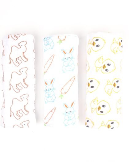 Ultra-Soft Muslin Baby Swaddles – Set of 3